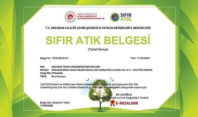 ETÜ&#039;nün çevre dostu olduğu tescillendi