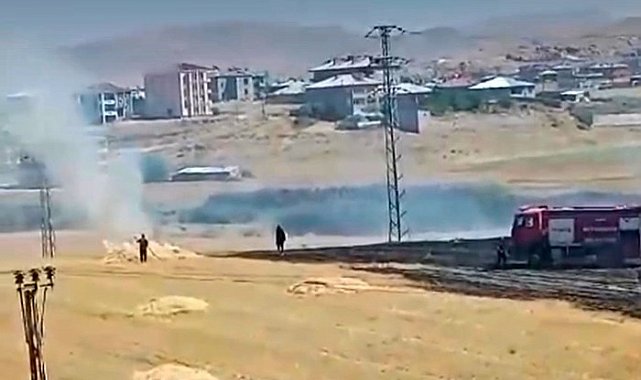 Van'da anız yangını