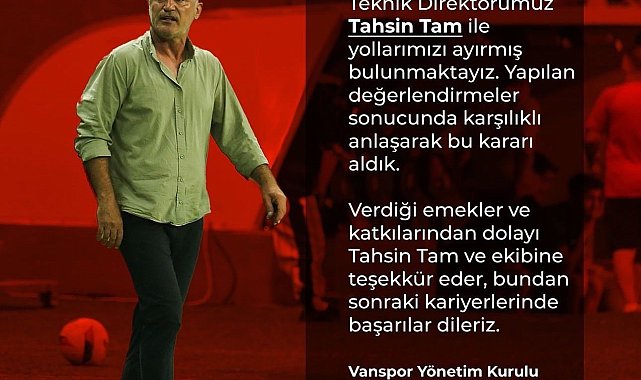 Vanspor, Teknik Direktör Tahsin Tam ile yollarını ayırdı