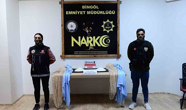 Bingöl&#039;de kargo poşetinin içindeki perdeye zulalanmış vaziyette uyuşturucu ele geçirildi