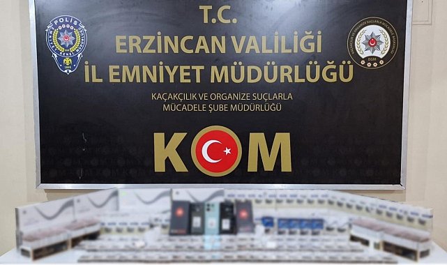 Erzincan'da 60 bin değerinde kaçak telefon ve sigara ele geçirildi