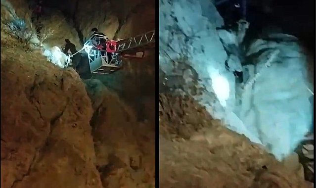 Kalede mahsur kalan keçiyi itfaiye ekibi kurtardı