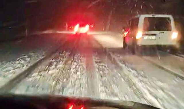Kar yağışı sürücülere zor anlar yaşattı