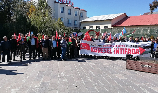 Kars'ta İsrail'in Filistin'e yönelik saldırıları protesto edildi
