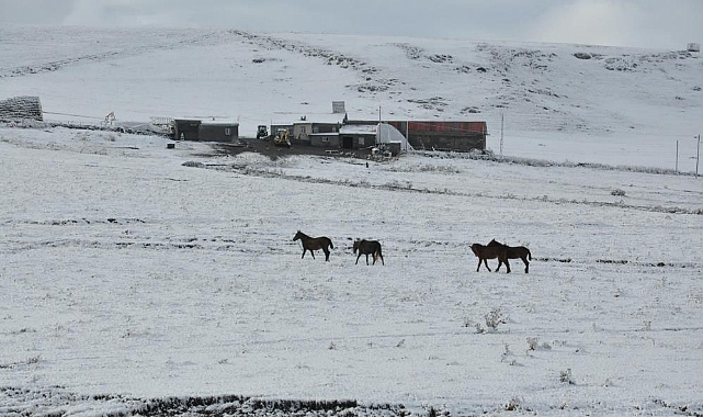 Kars'ta yüksek kesimler beyaza büründü