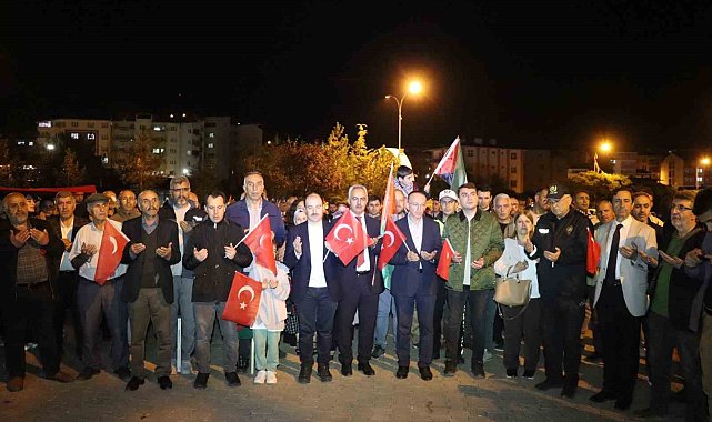 Oltu'da Filistin'e destek yürüyüşü düzenlendi