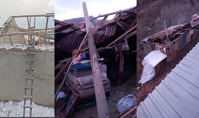 Hakkari'de fırtına çatıları uçurdu