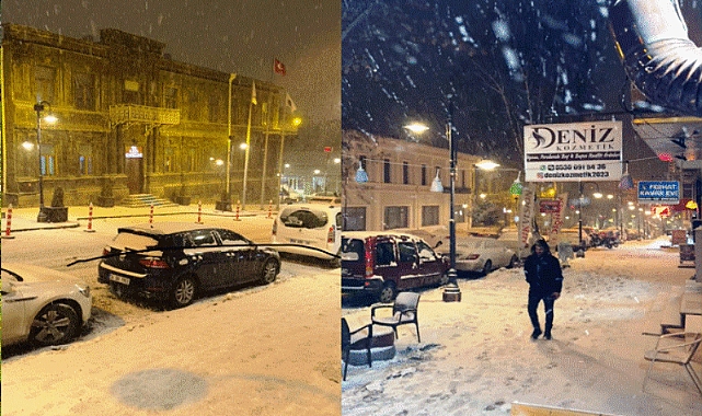 Kars'ta kar yağışı sevindiriyor