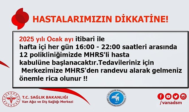 Van ADSM'de akşam polikliniği hizmeti başlıyor