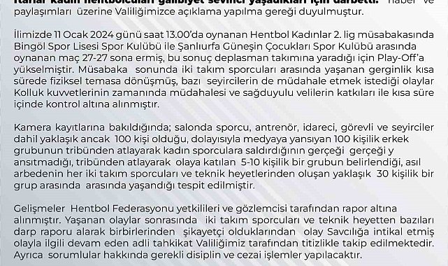 Bingöl Valiliği'nden açıklama