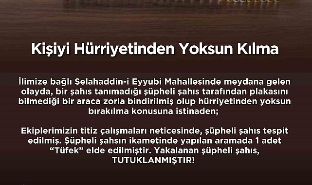 Bingöl'de bir şahsı kaçırmaya çalışan şüpheli tutuklandı