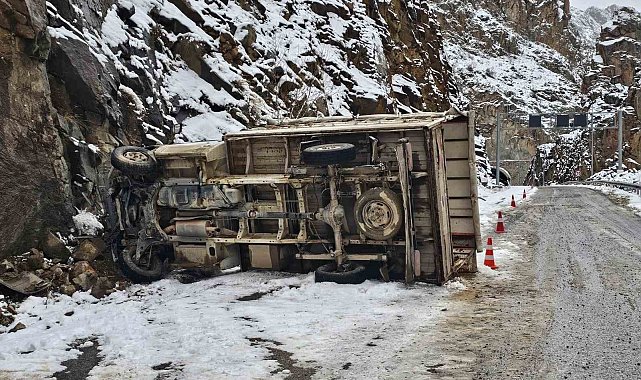 Erzurum'da kamyonet kayalıklara çarptı: 1 yaralı