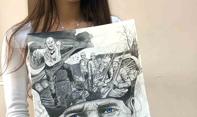Elazığ'da 18 Mart'a özel Atatürk portresi hayran bıraktı