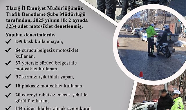 Elazığ'da motosikletler denetlendi