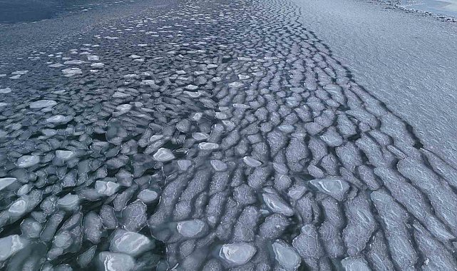 Sibirya soğukları Van Gölü'nün kıyı şeridini dondurdu