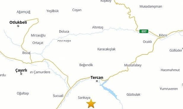 Tercan'da 4.2 büyüklüğünde deprem