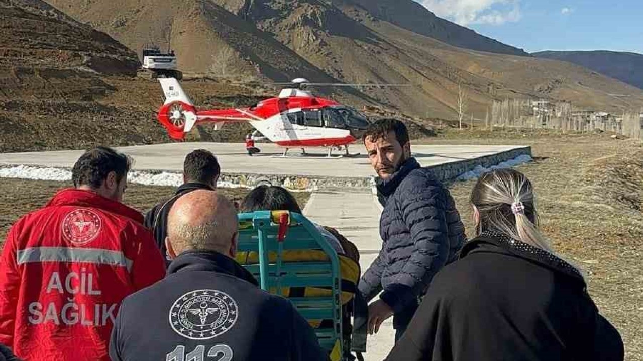 Helikopter ambulans 35 haftalık gebe hasta için havalandı