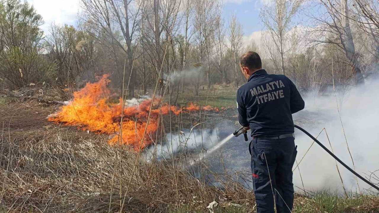 Malatya’da üç ayrı noktada bahçe ve sazlık yangını