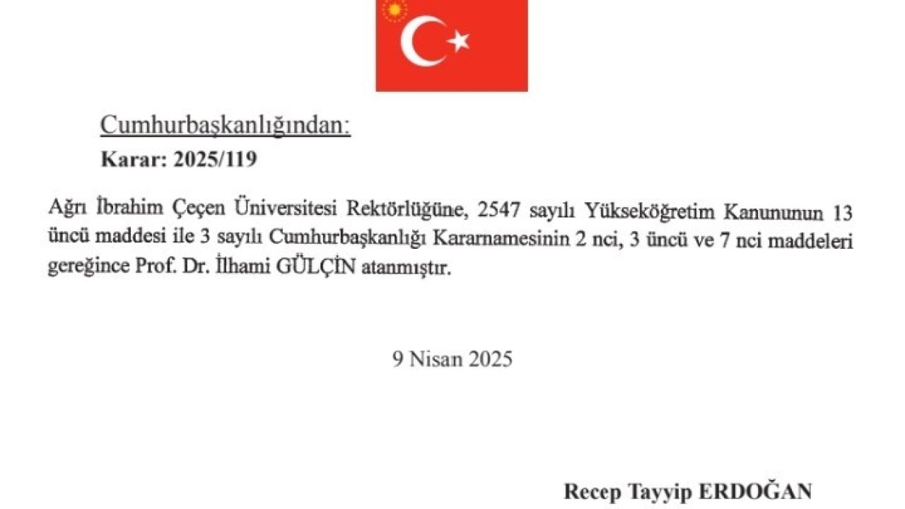 Prof. Dr. İlhami Gülçin, AİÇÜ rektörü oldu