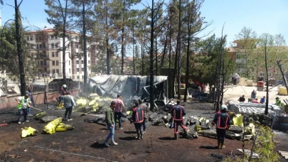 Şantiye deposunda korkutan yangın