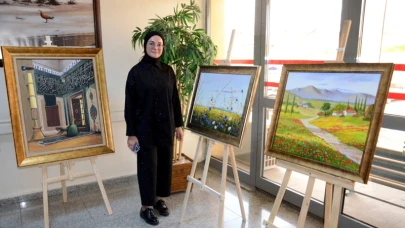 Sarıkamış Devlet Hastanesinde mutlu eden resim sergisi