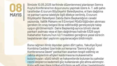 Erzurum’da izinsiz pankart asan 4 kişi gözaltına alındı
