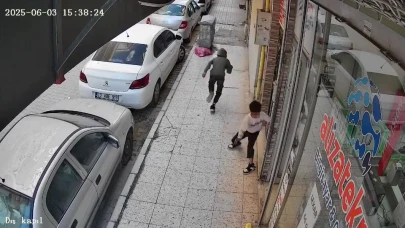 Çocukların tehlikeli oyunu güvenlik kamerasına yansıdı