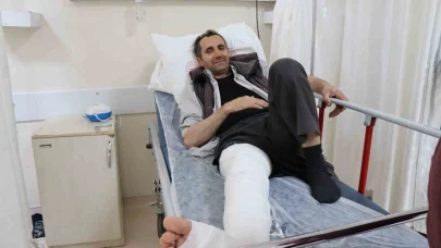 Erzurum’da üzerine kurbanlık düşen adamın ayağı kırıldı