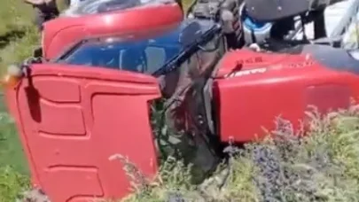 Kars’ta traktör şarampole devrildi