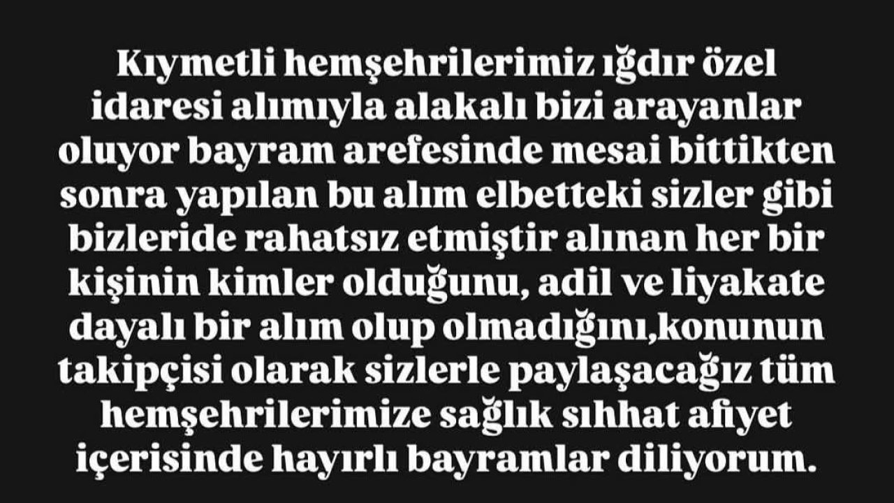 Iğdır İl Özel İdaresi personel alımına tepki