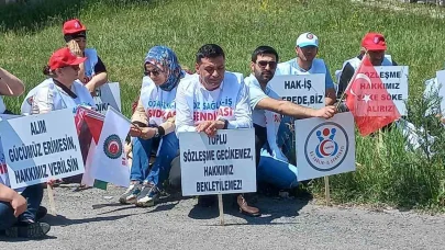 Ardahan’da işçiler basın açıklaması yaptı