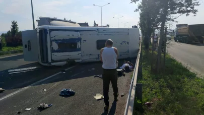 Servis aracı devrildi 6 kişi yaralandı
