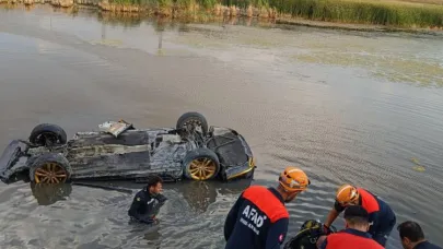 Otomobil sulak alana uçtu