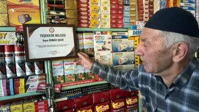 57 yıllık bakkala raflarındaki düzeninden dolayı teşekkür belgesi