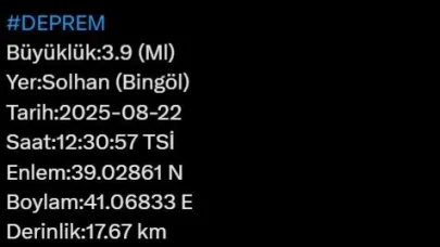 Bingöl’de 3.9'luk deprem