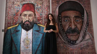 Genç mühendis, halı üzerine portre çizimleriyle dünyaya açıldı