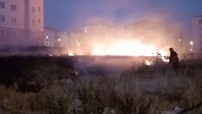 Kars merkezde çıkan anız yangınına itfaiye müdahale etti
