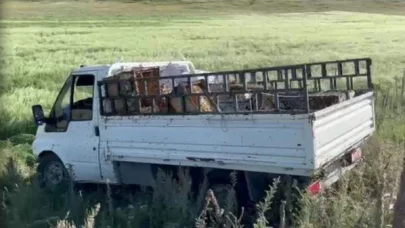Kovan yüklü kamyonet devrildi, arılar etrafa yayıldı