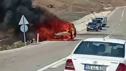 Park halindeki araç alev topuna döndü