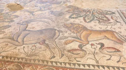 Roma dönemine ait taban mozaiğinde çalışmalar sürüyor