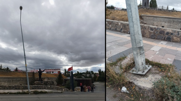 Kars’ta tehlike saçan elektrik direği endişe yaratıyor