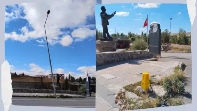 Yana yatmış elektrik direği, yapılan haber üzerine söküldü