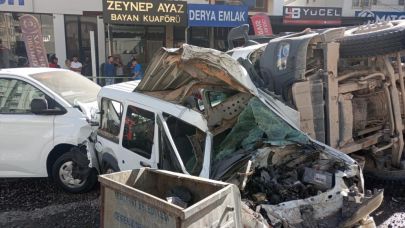 Hafriyat kamyonunun freni patladı ortalık savaş alanına döndü