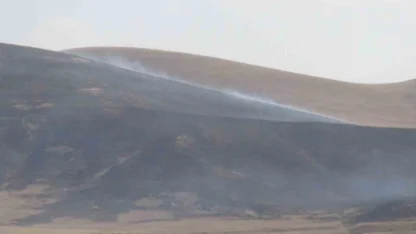 Kars’ta Akbaba Dağı'nda anız yangını