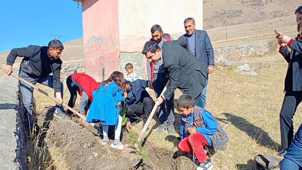 Minikler, diktikleri fidanlara can suyunu suluklarıyla verdiler