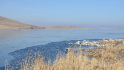 Çıldır Gölü donmaya başladı