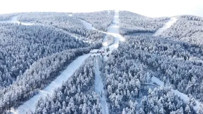 Beyaza bürünen Sarıkamış havadan görüntülendi