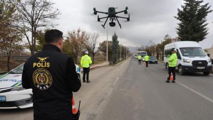 Dron destekli trafik denetimi yapıldı