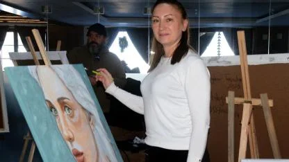 Kars'ın tarihi ve turistik alanları tuvale yansıdı