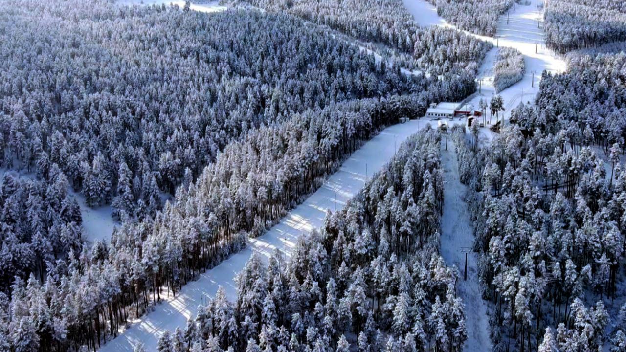 Sarıkamış&#039;ta beyaza bürünen ormanlık alan havadan görüntülendi